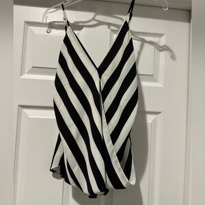 Ro & De Black and White Diagonal Striped Camisole